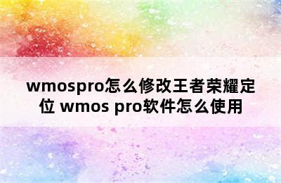 wmospro怎么修改王者荣耀定位 wmos pro软件怎么使用